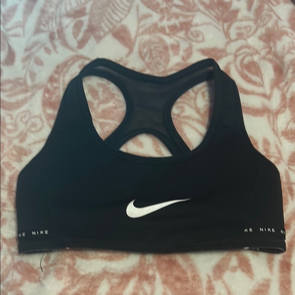 Nike Black and White Sports Bra with Racerback Design